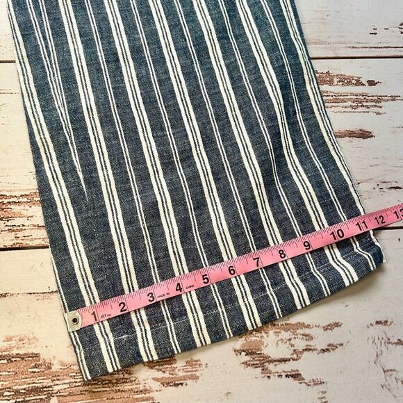 Old Navy High Waisted Linen Blend Wide Leg Pants Striped Blue White Size M - Picture 13 of 17